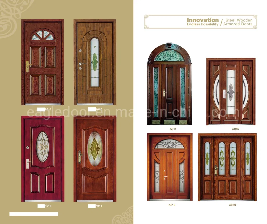 2021 Mirror Glass Inserted Exterior Door, Steel MDF Armored Door