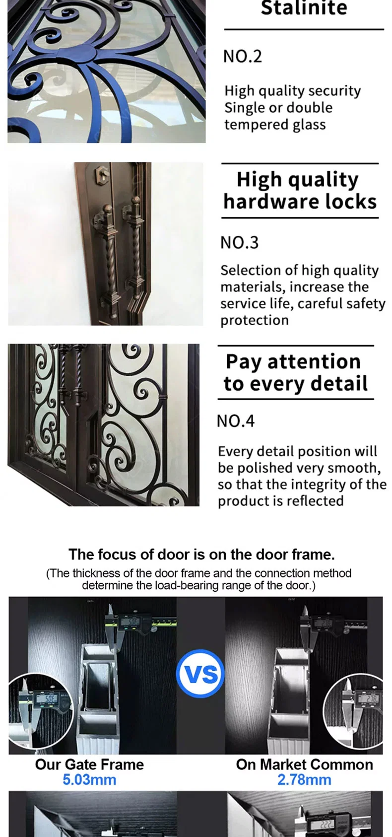 Aluminum Art Gate Aluminum Alloy Villa Gate Cast Iron Gate Community Rural Self-Built House Iron Art Entrance Door Courtyard